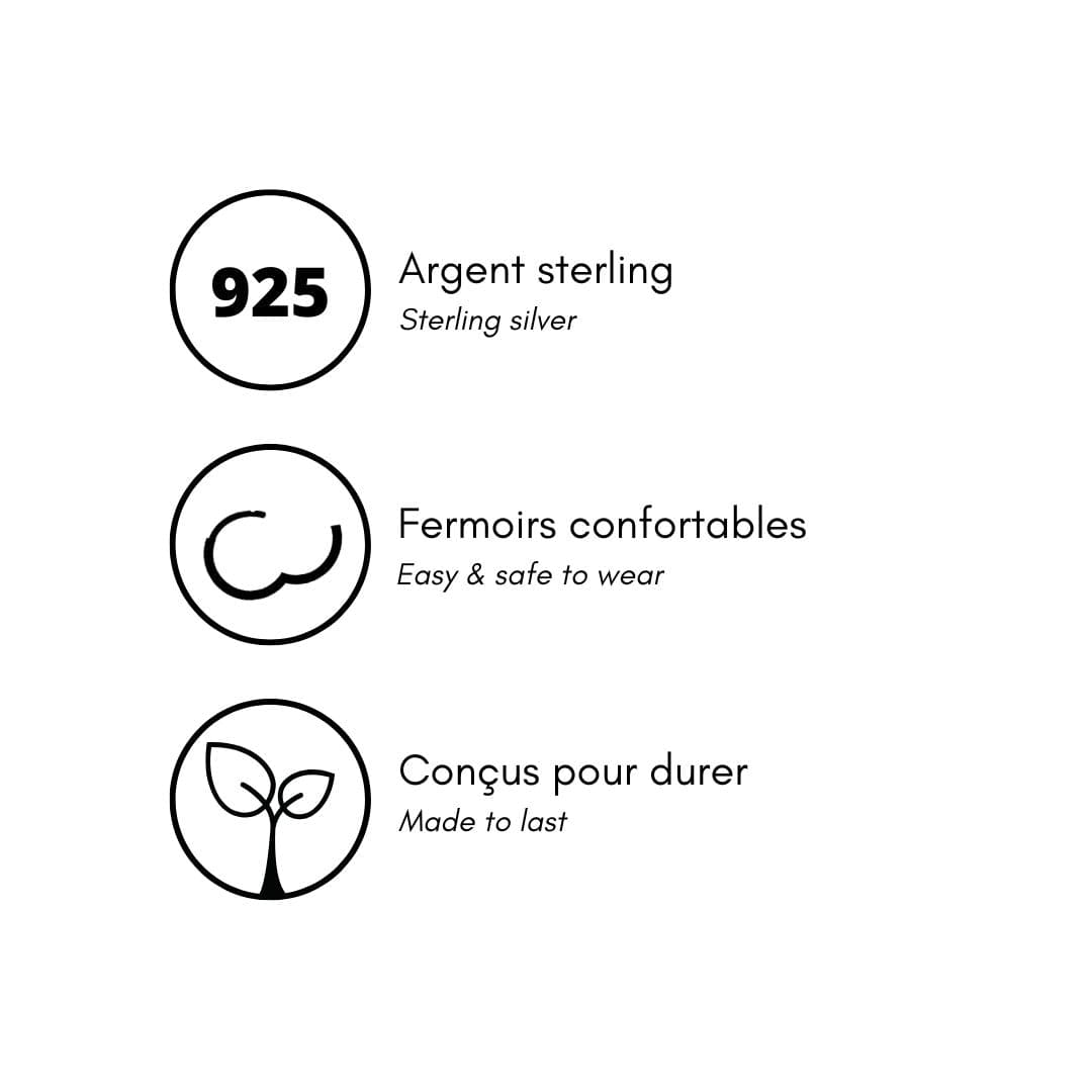 Boucles d'oreilles Huggies Princesse en argent sterling