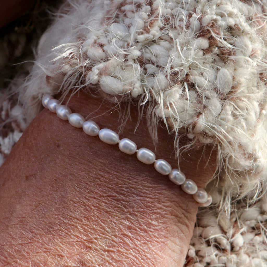 Bracelet de perles de riz et argent sterling